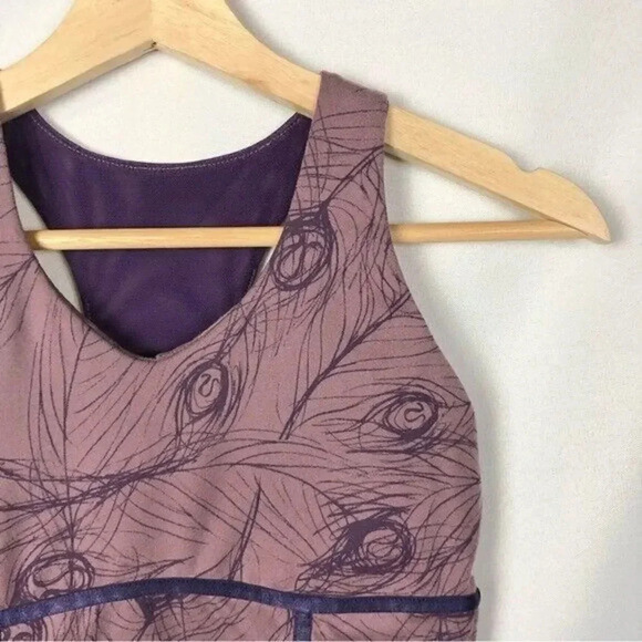Lululemon Y2K Purple Feather Printed Racerback Athletic Tank Top 4 - Picture 3 of 5